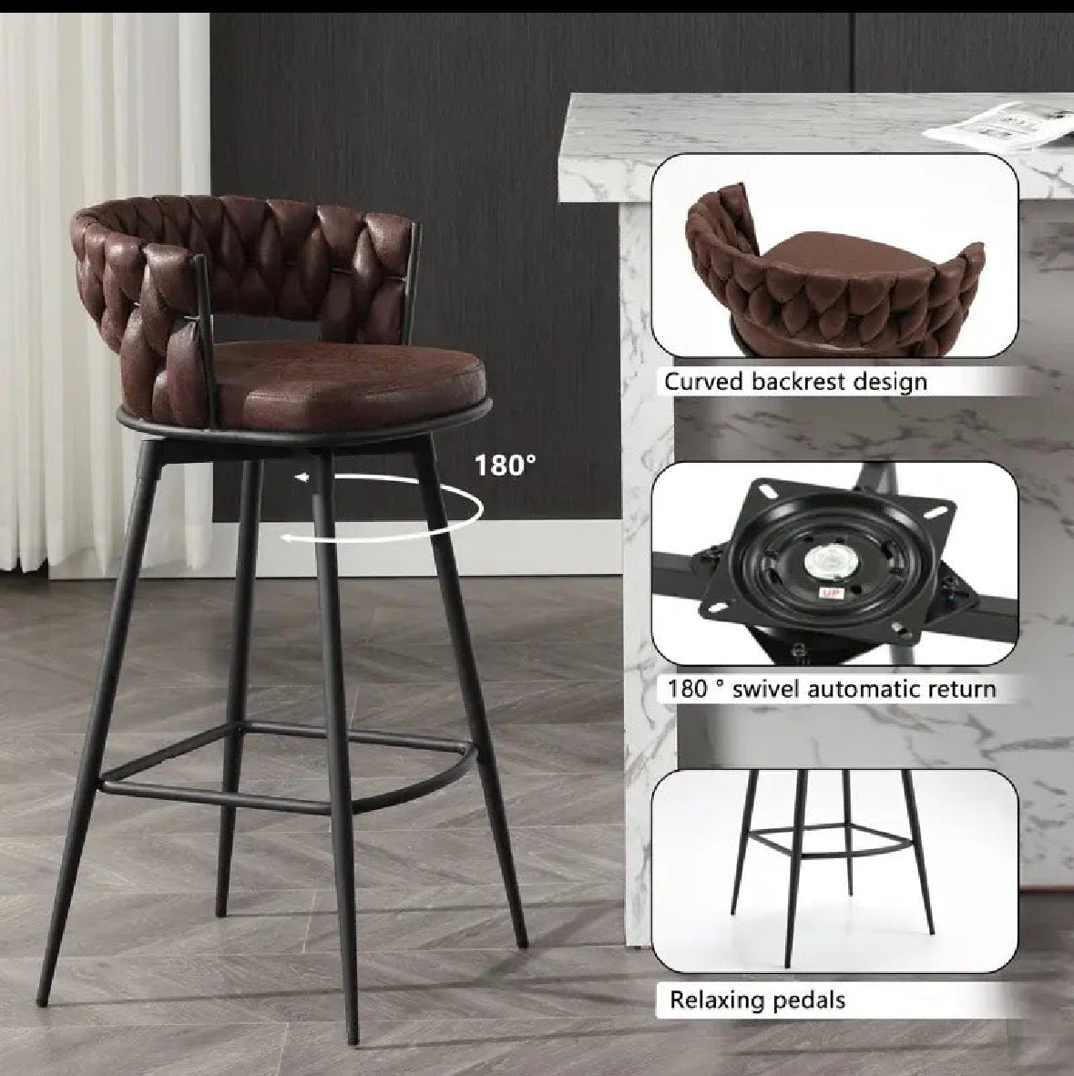 Presley Bar Stool - Dark Brown
