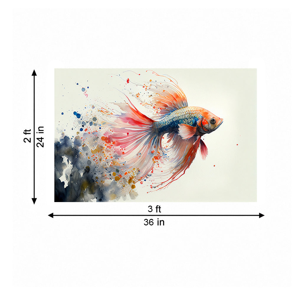 Sepia Homes Koi Fish Watercolour Wall Painting | Canvas Wall Art for Living Room, Bedroom & Office