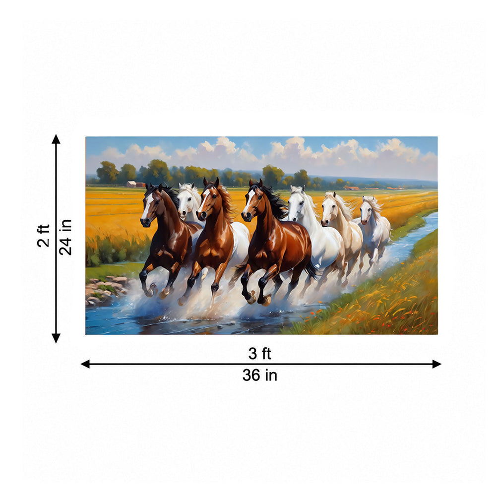 Sepia Homes Running Horses Landscape Wall Painting | Canvas Wall Art for Living Room, Bedroom & Office