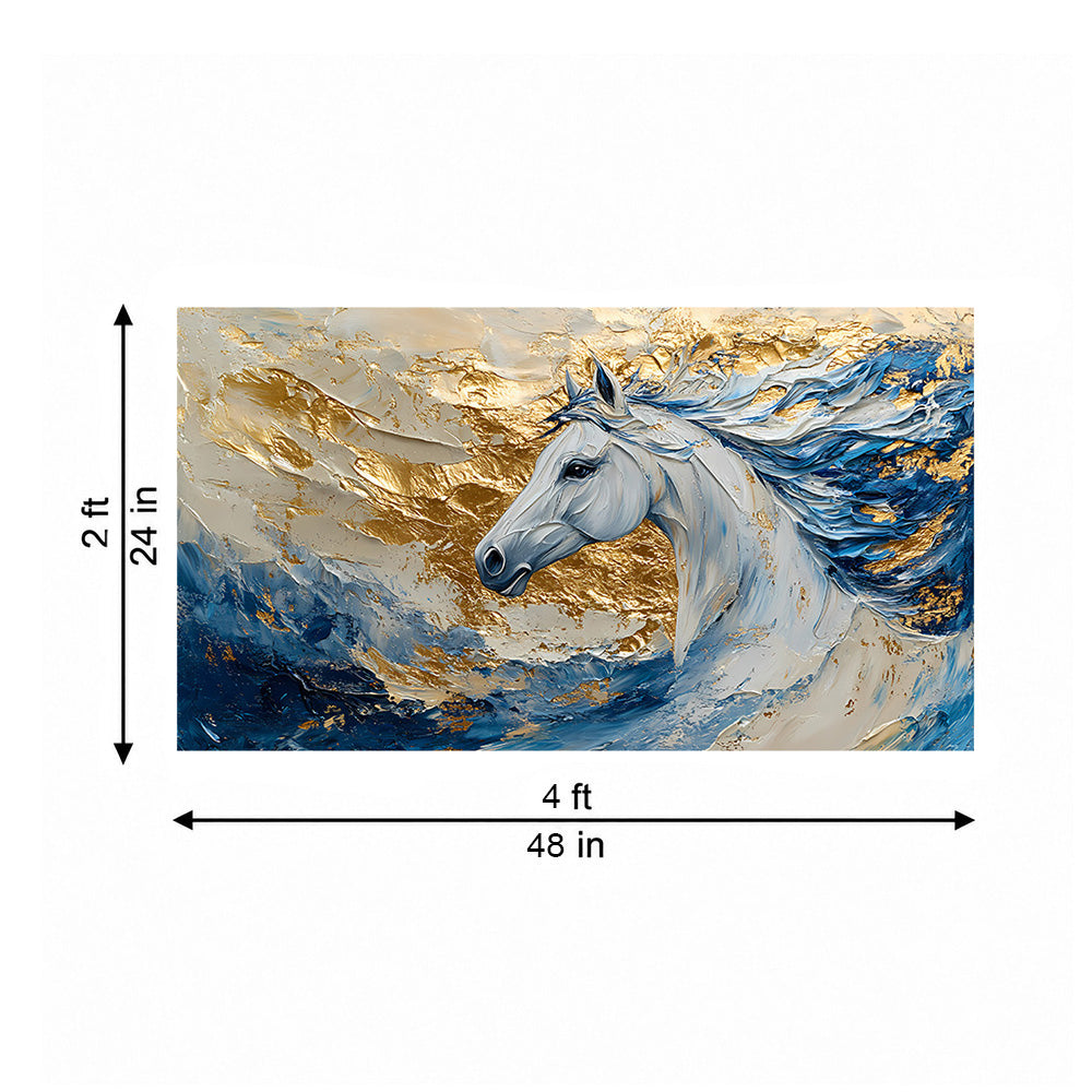 Sepia Homes Majestic White Horse Wall Painting | Canvas Wall Art for Living Room, Bedroom & Office