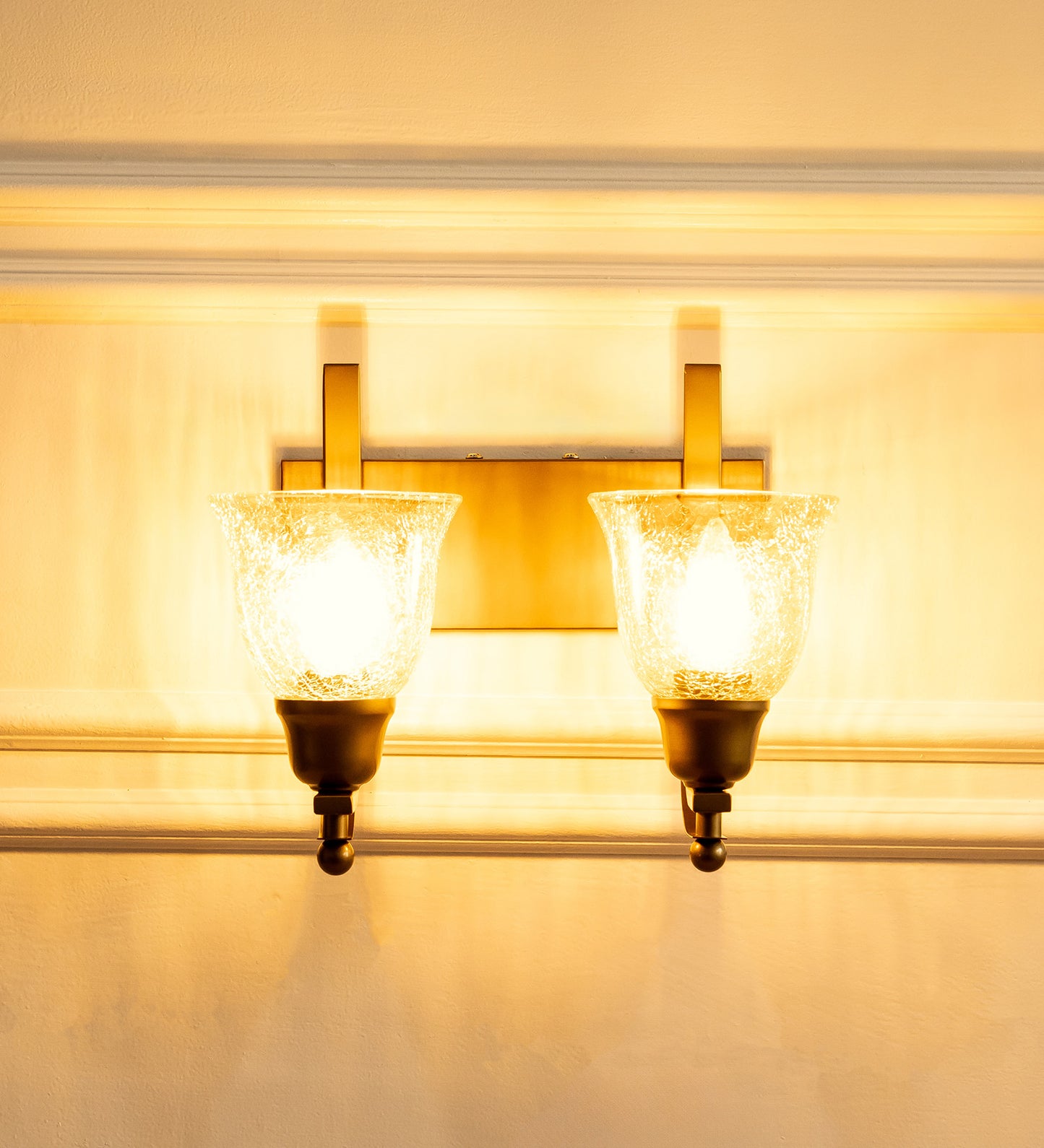 Double J Wall Lamp with Crackled Cup Glass