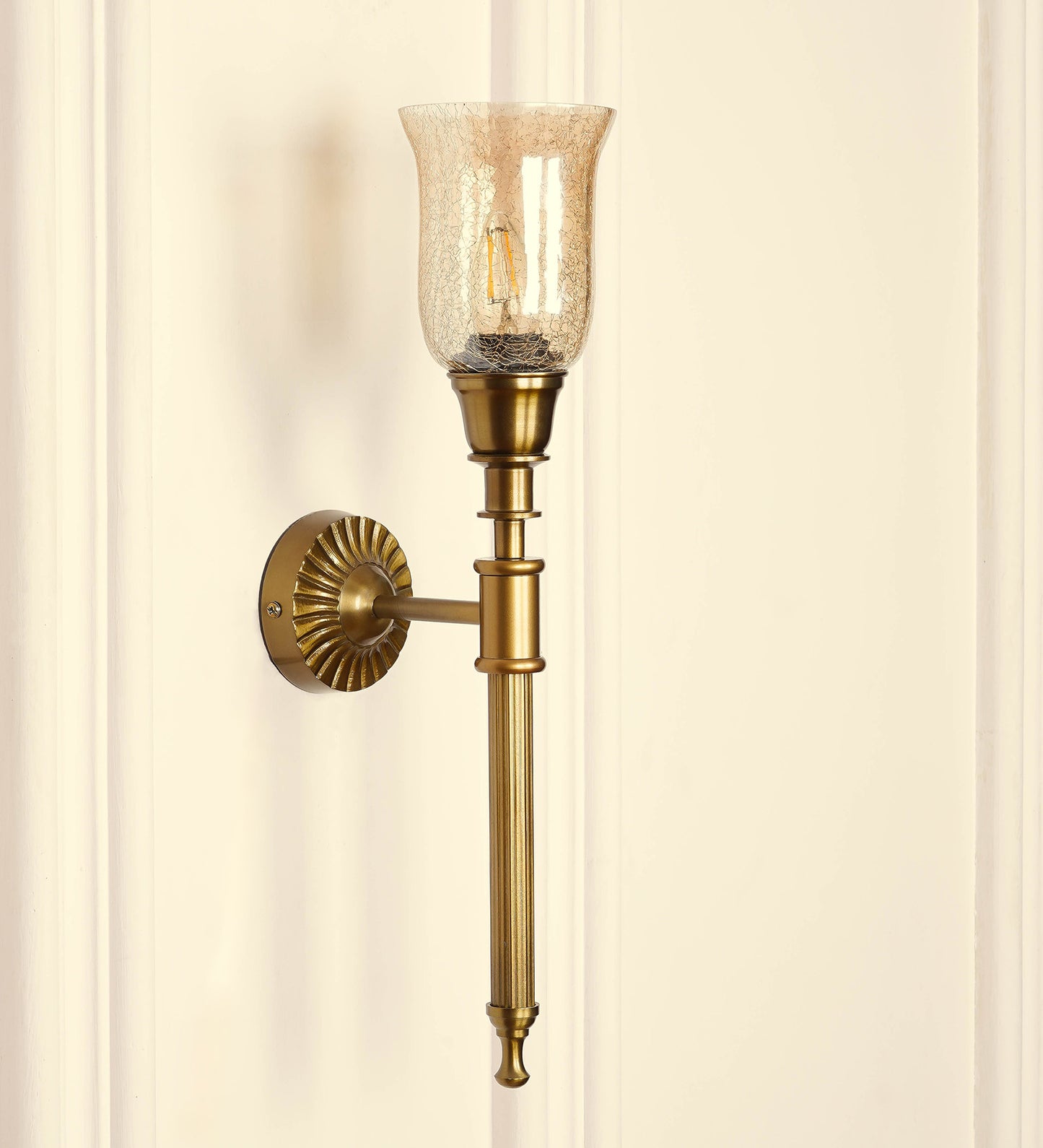 Corrugated Wall Lamp with Crackled Glass