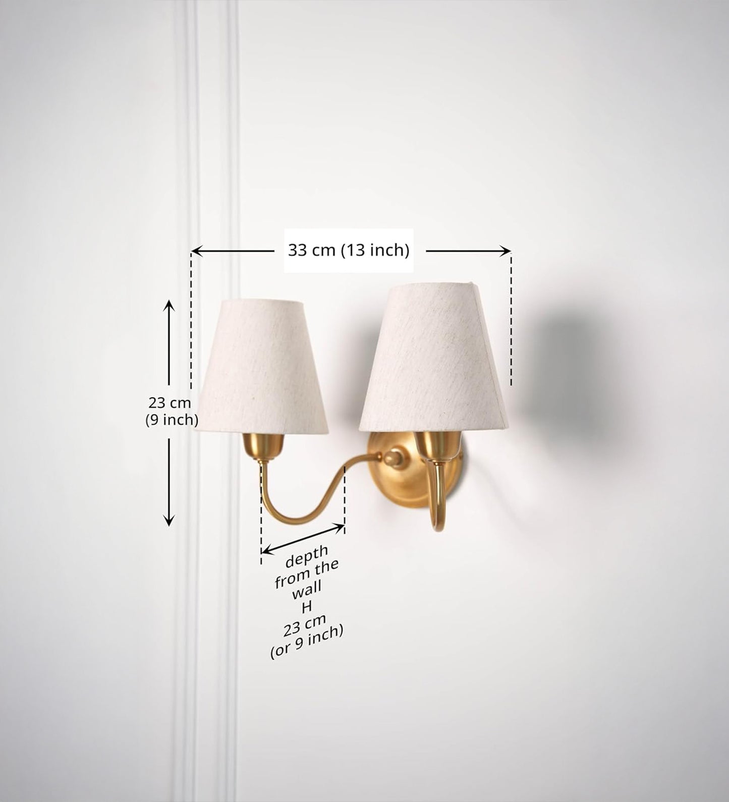 Double Curved Wall Lamp with Off White Shade