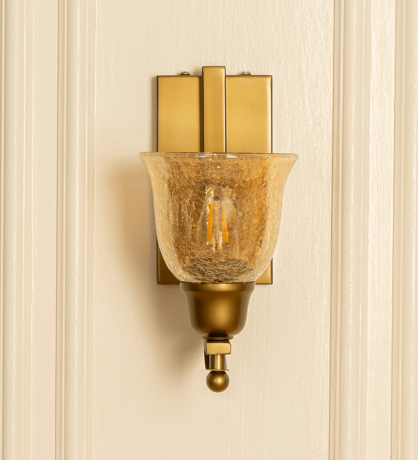 J Wall Lamp with Crackled Cup Glass