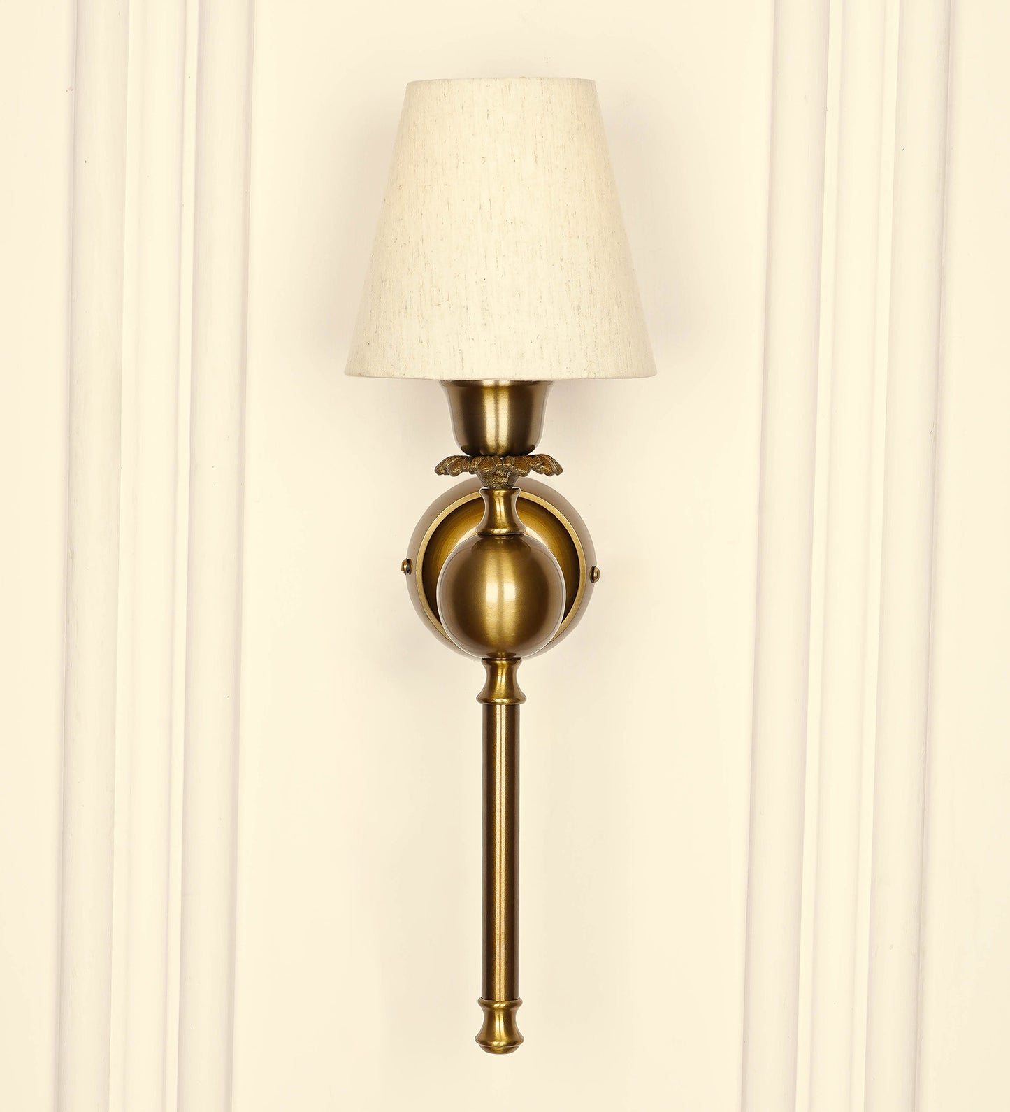 Ball Wall Lamp with Off White Fabric Shade