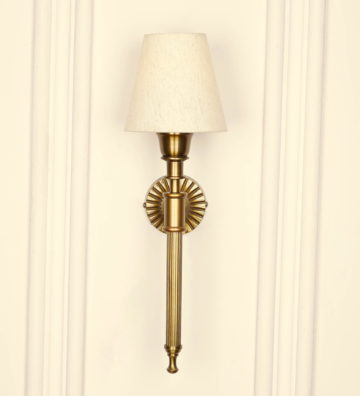 Corrugated Wall Lamp with Off White Fabric Shade