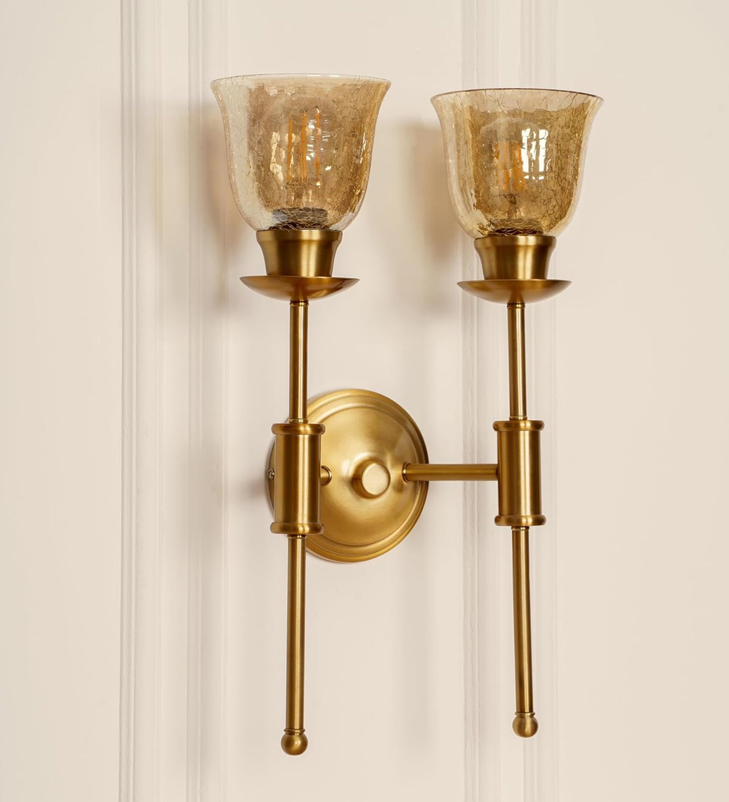Double Spacer Wall Lamp with Crackled Cup Glass
