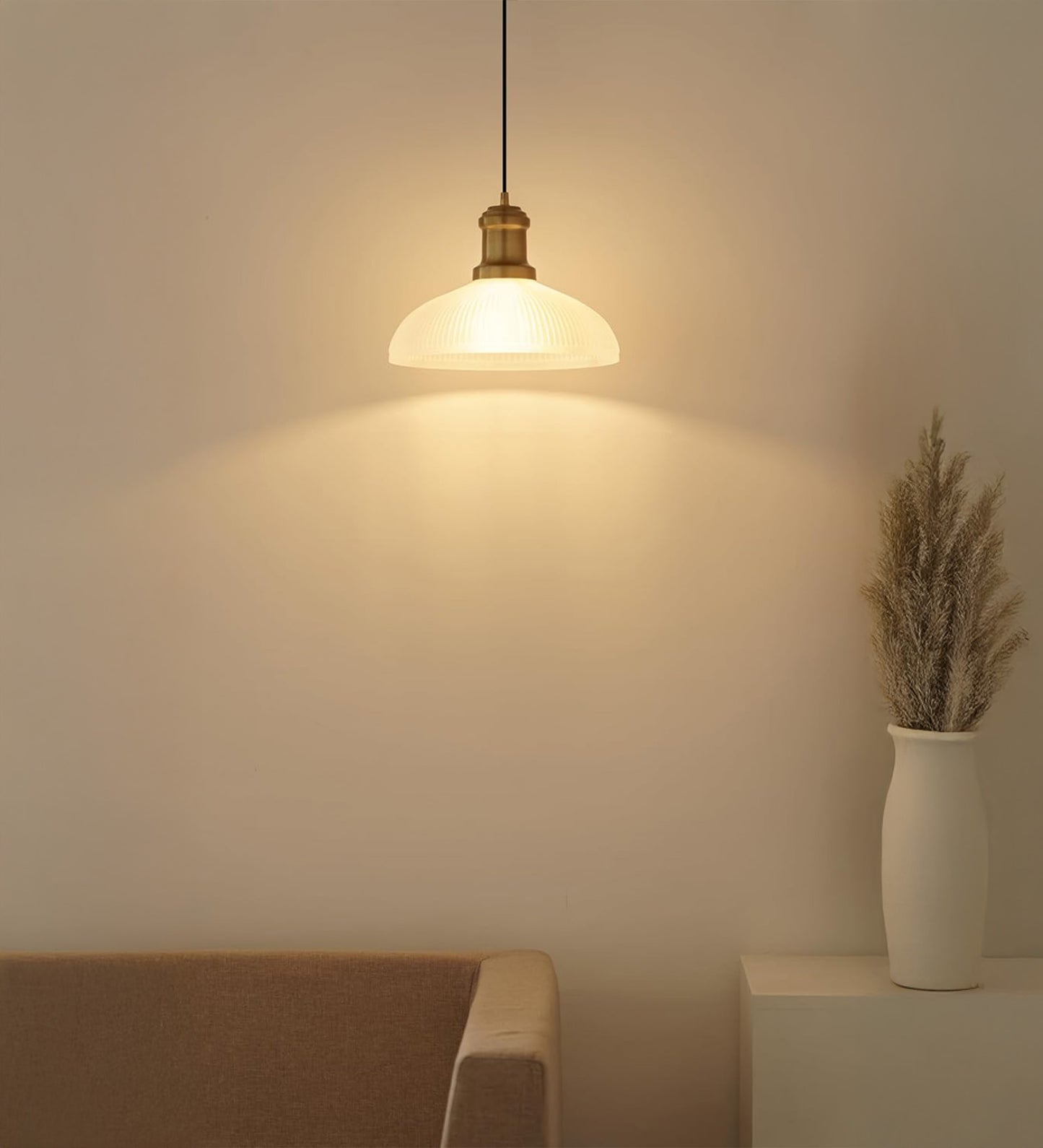 Ribbed Frosted Glass Pendant