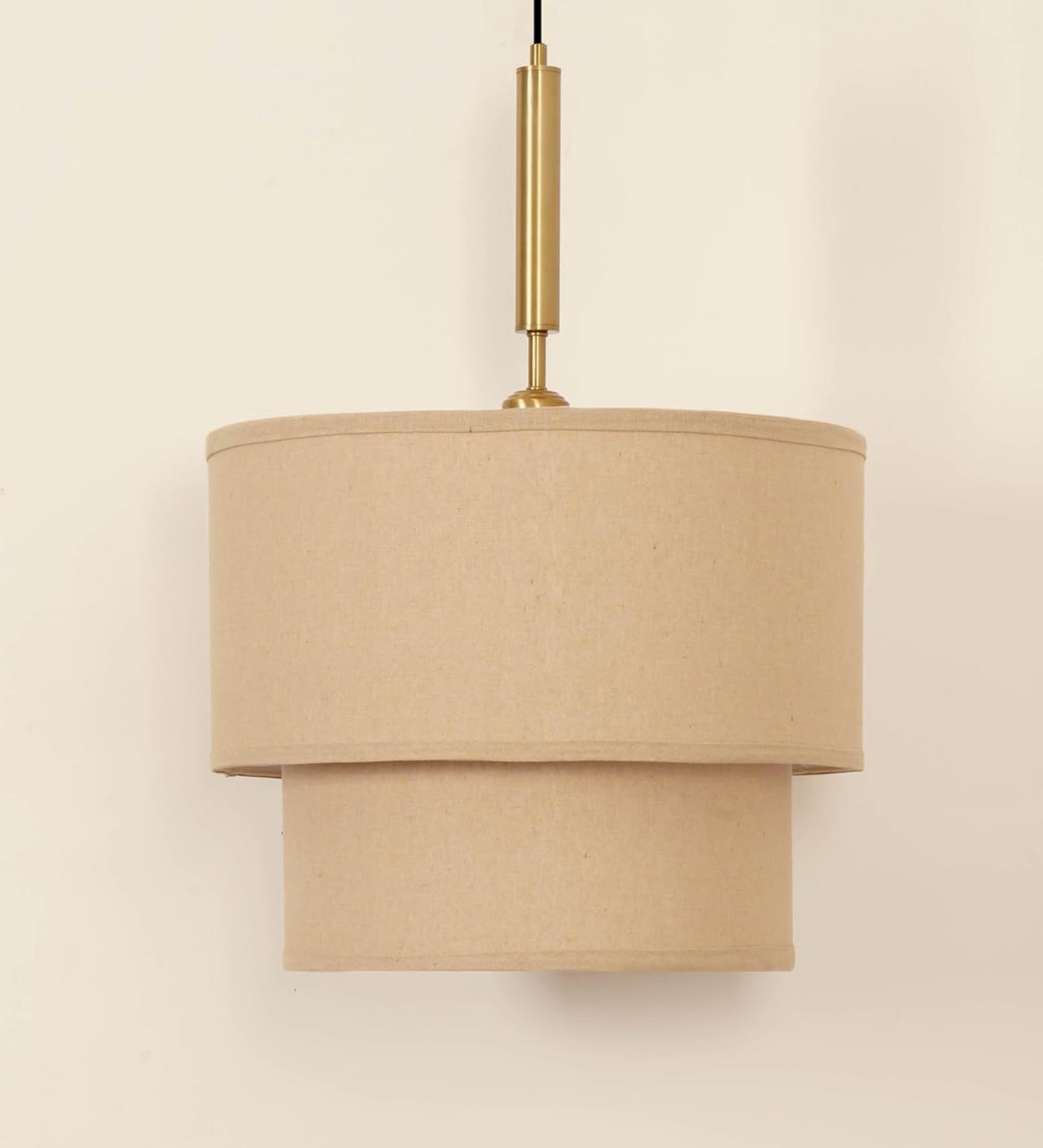 Double Decker Pendant with Beige Shade