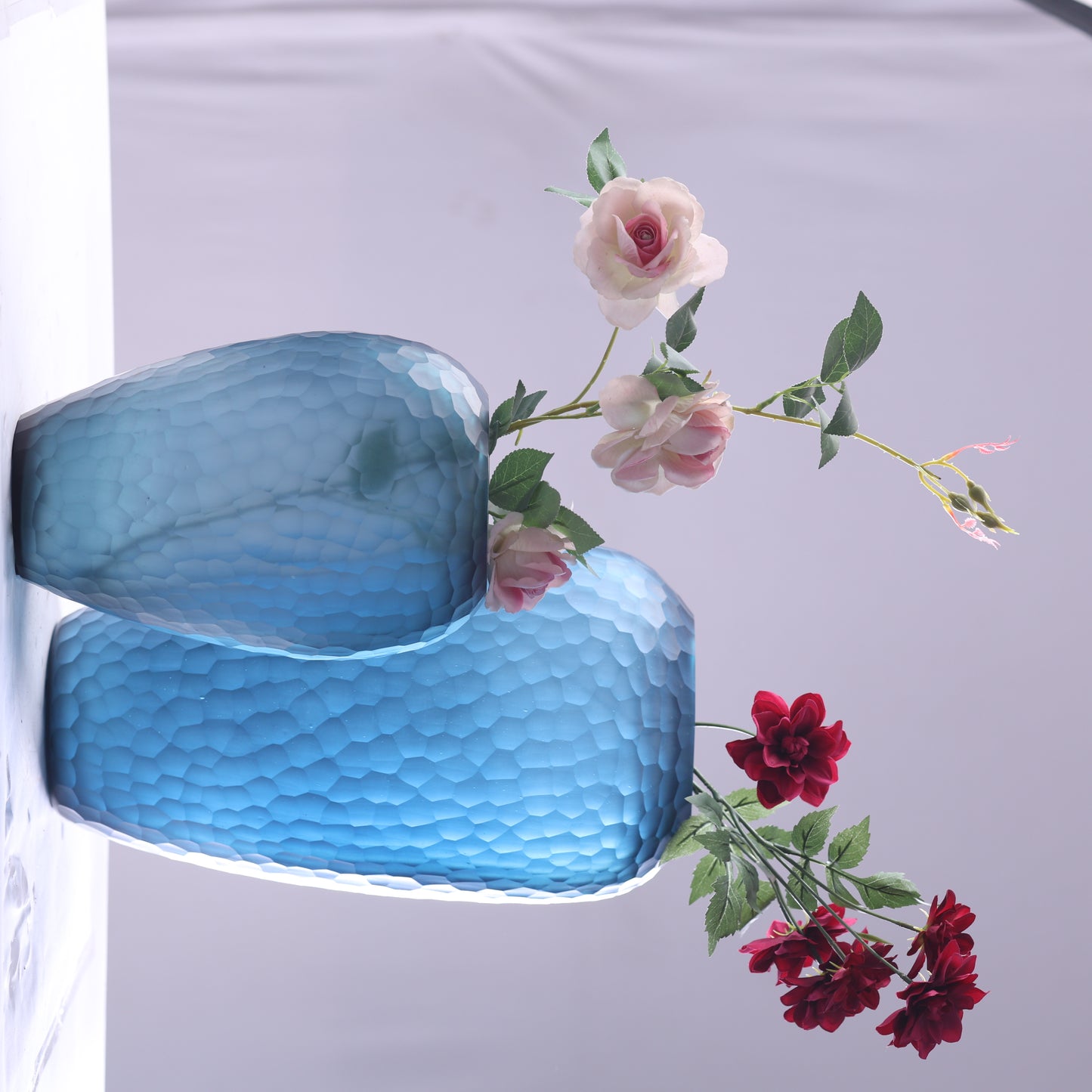 Teal Ocean Hammered Glass Vase Set of 2 – Modern Tabletop Vases