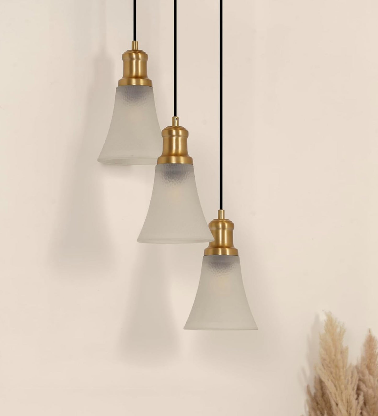 Triple Pendant with Frosted Hammered Glass