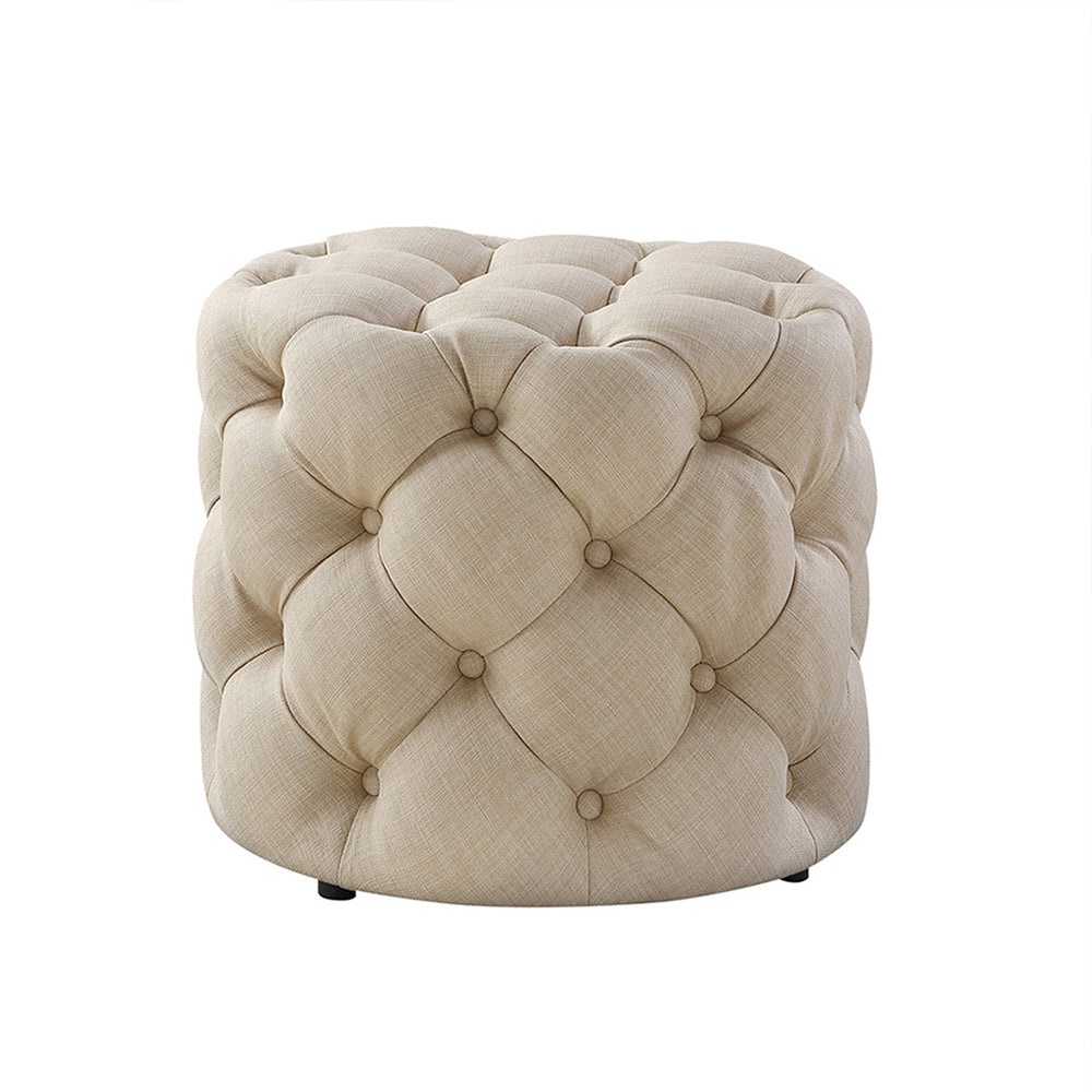 Briana Beige Velvet Ottoman Cube