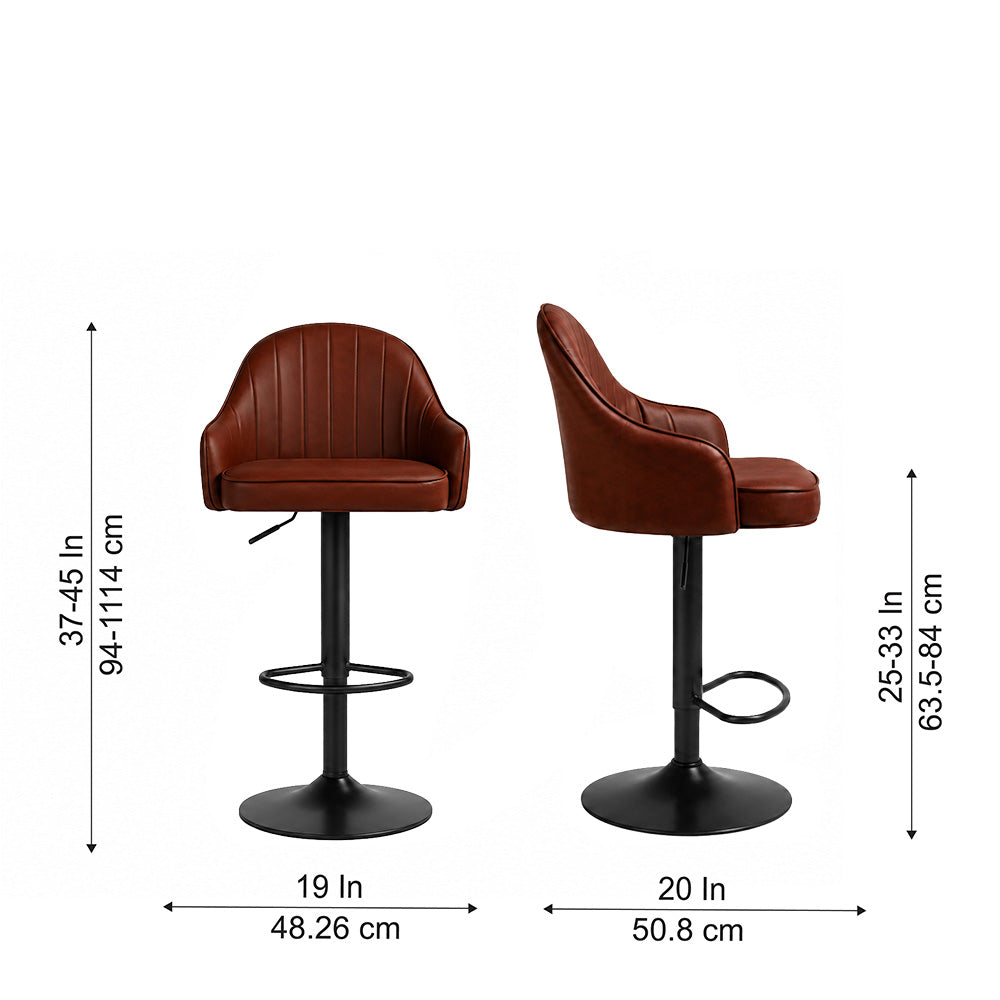 Brown Faux Leather Adjustable Bar Stool