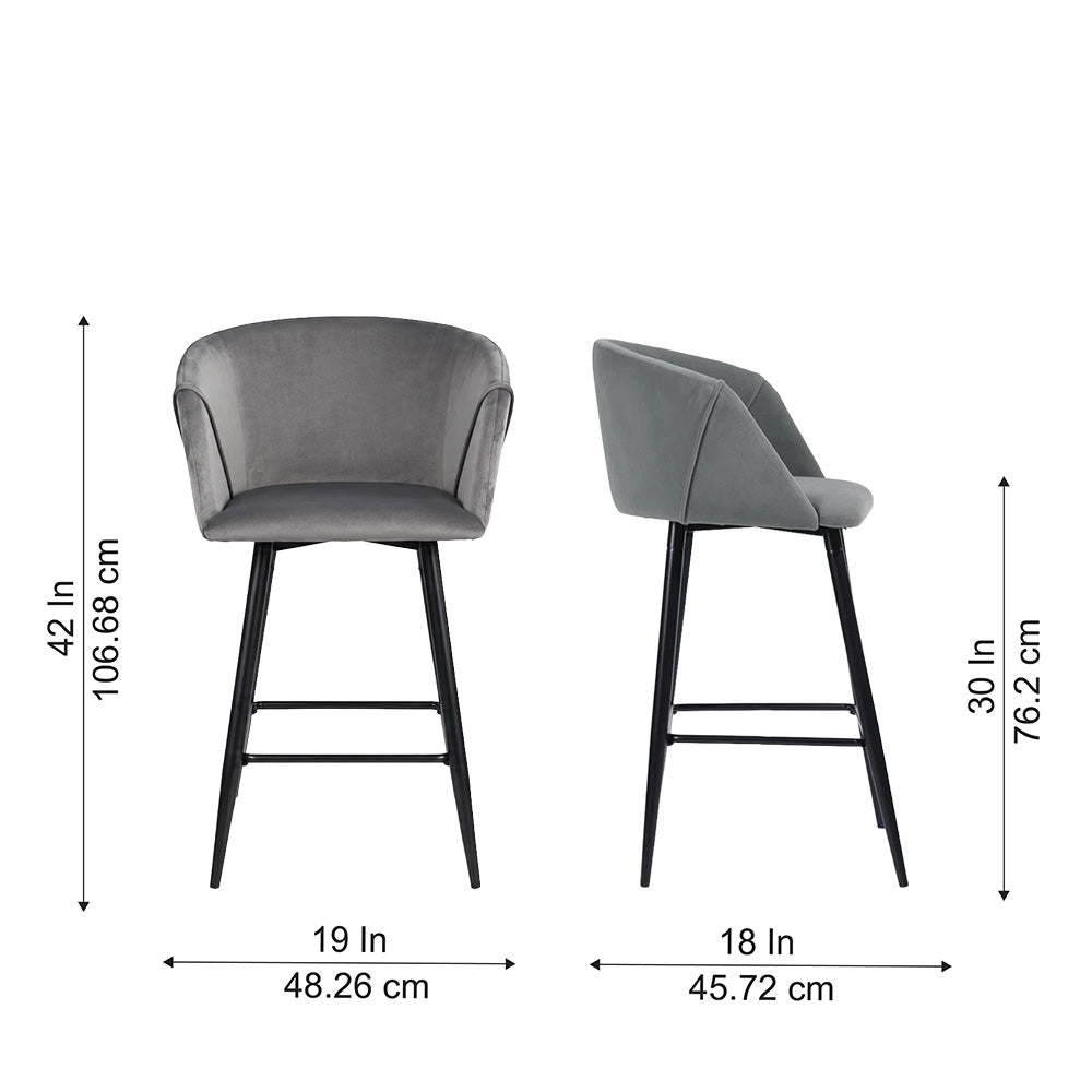 Grey Velvet Bar Stool