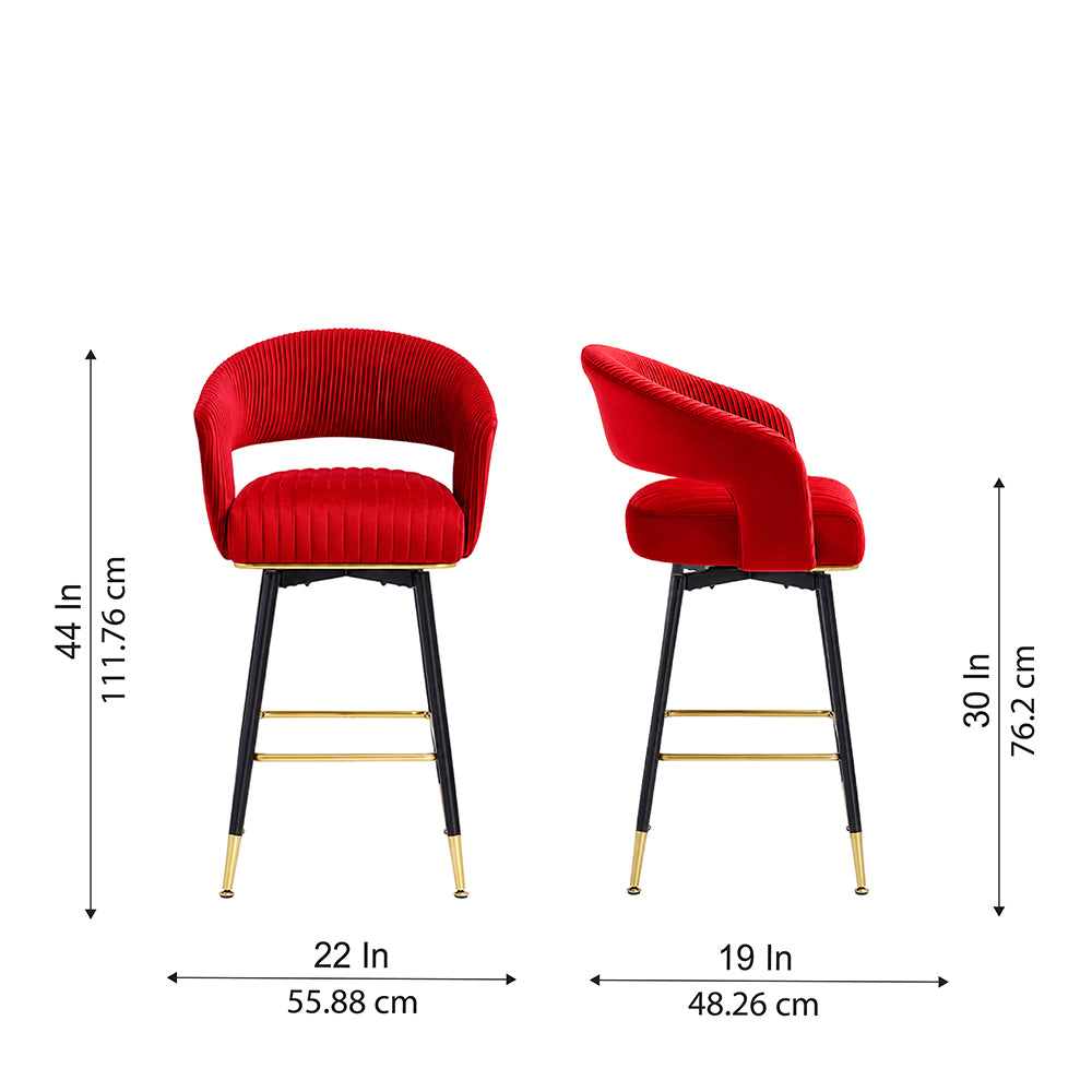 Mixoy Emerald Red Velvet Bar Stool