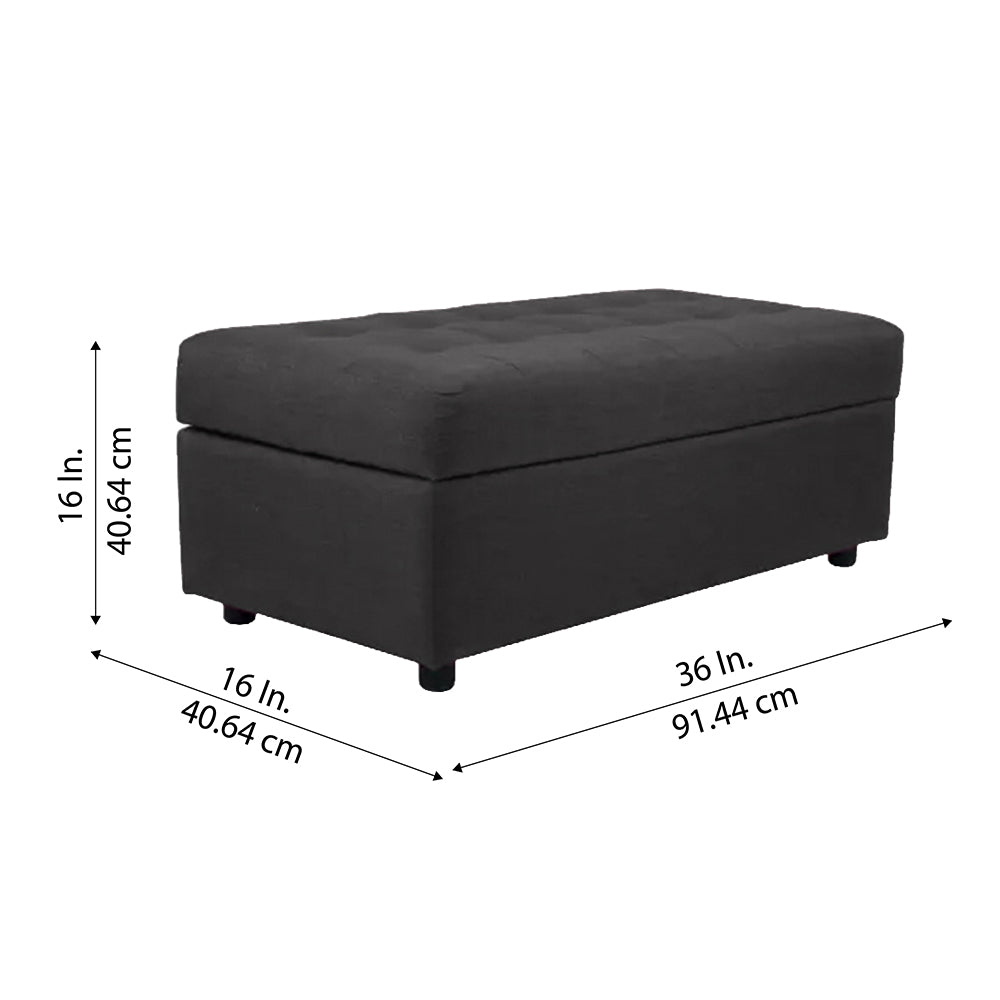 Modern Tufted Rectange Storage Ottoman Bench Grey