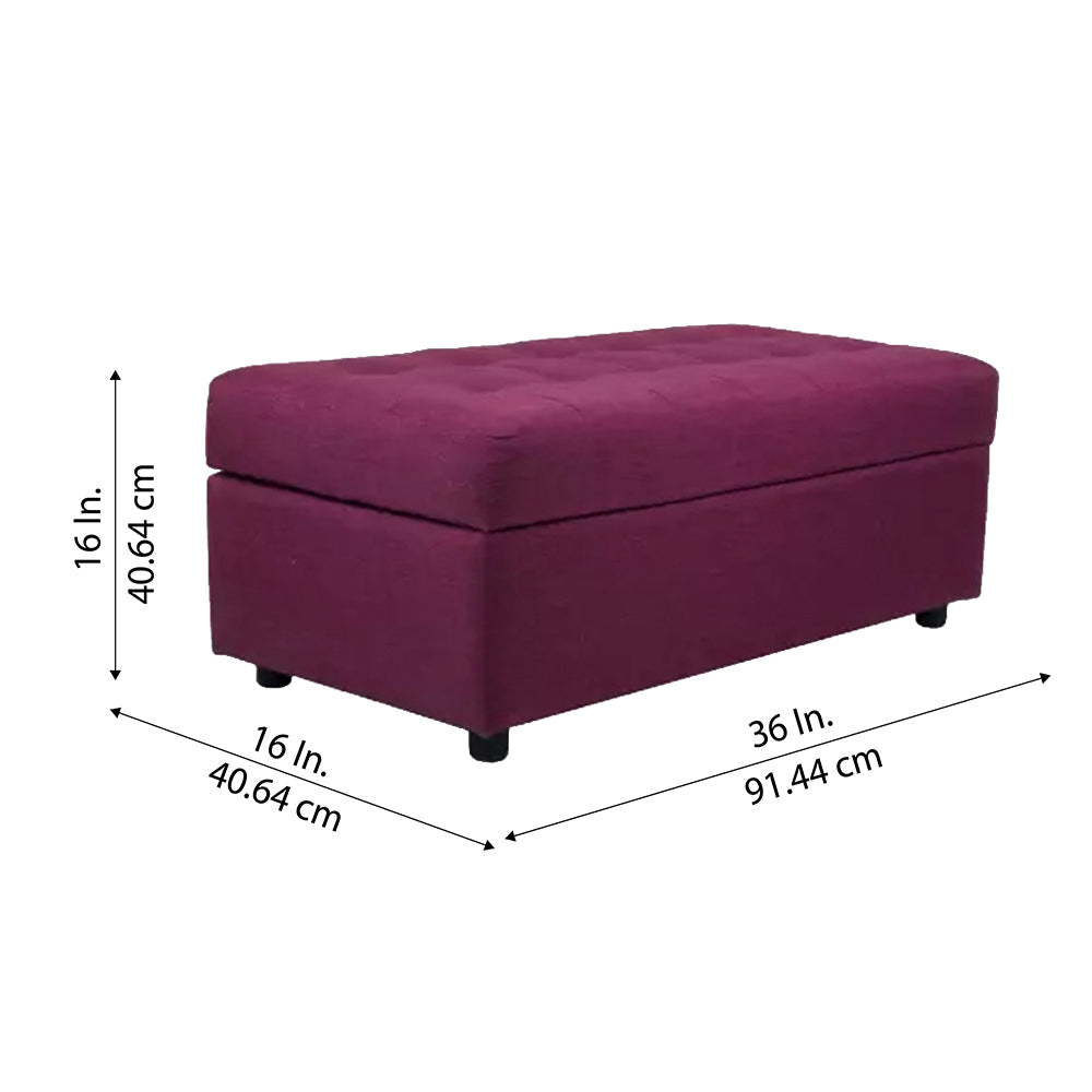 Modern Tufted Rectange Storage Ottoman Bench Purple
