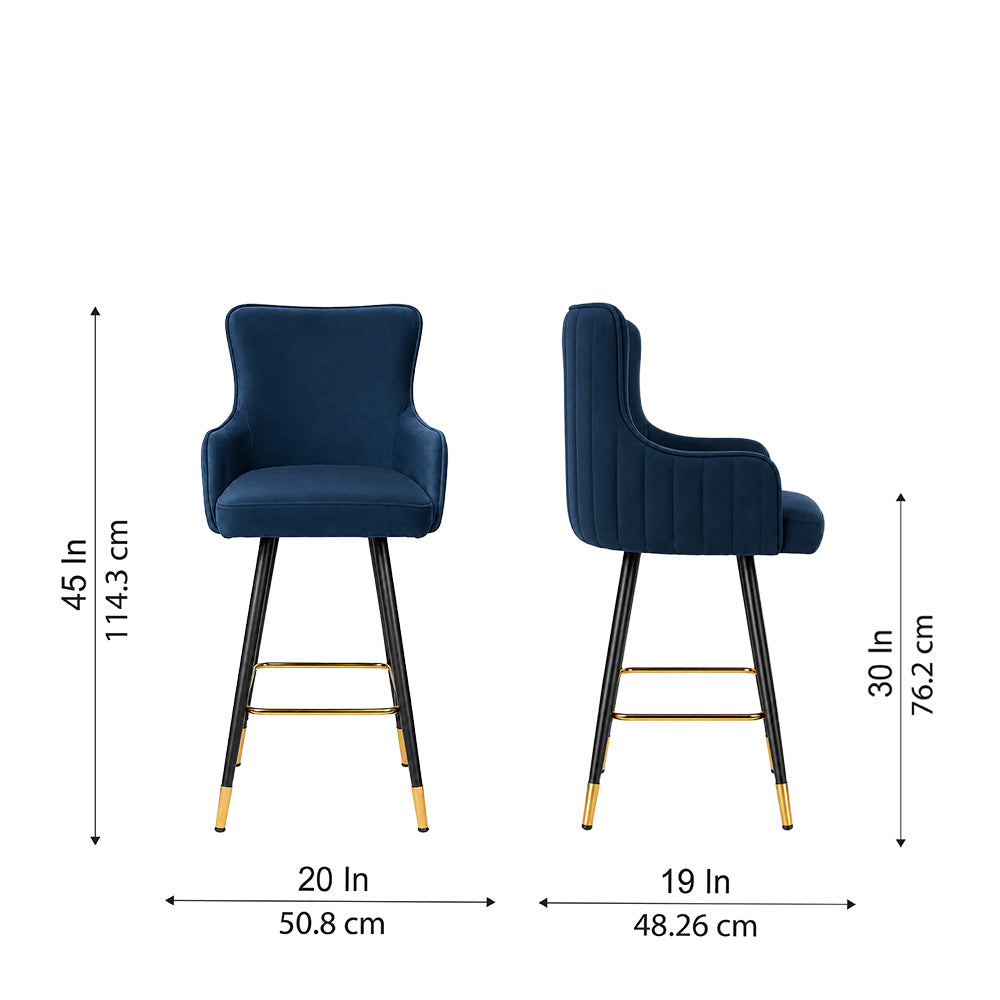 Nolen Blue Upholstered Bar Stool