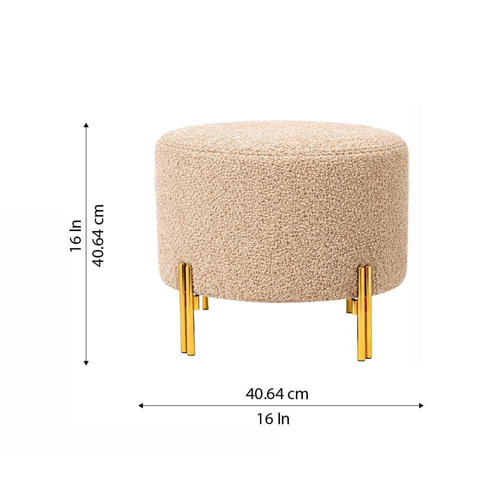 Premium Bouclé Beige Ottoman - Gold Legs
