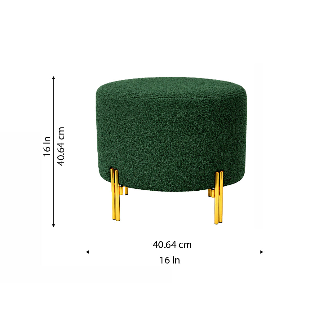 Premium Bouclé Green Ottoman - Gold Legs