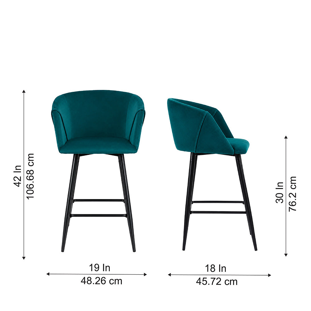 Teal Velvet Bar Stool
