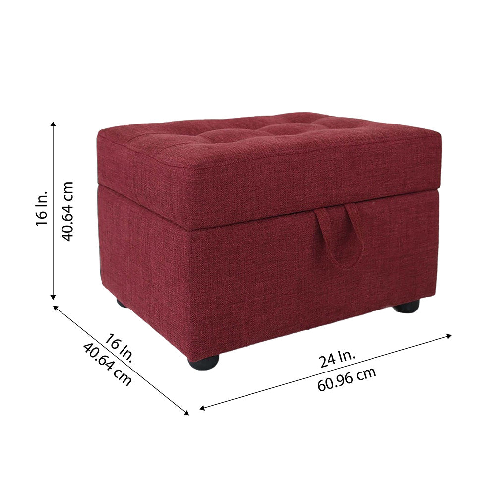 Tufted Storage Square Ottoman Bench Maroon