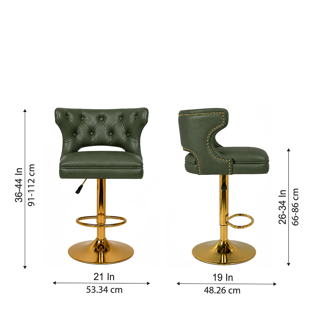 Verona Green Faux Leather Adjustable Bar Stool
