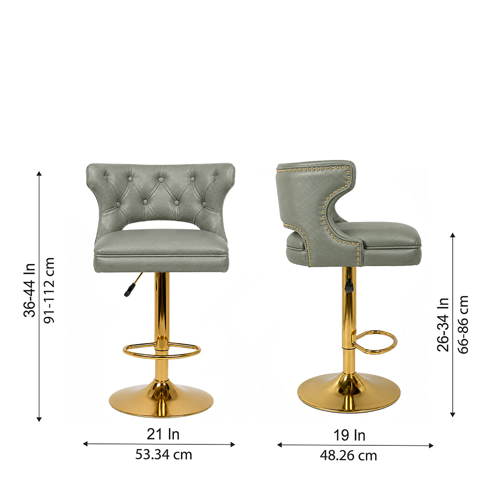 Verona Sage Faux Leather Adjustable Bar Stool
