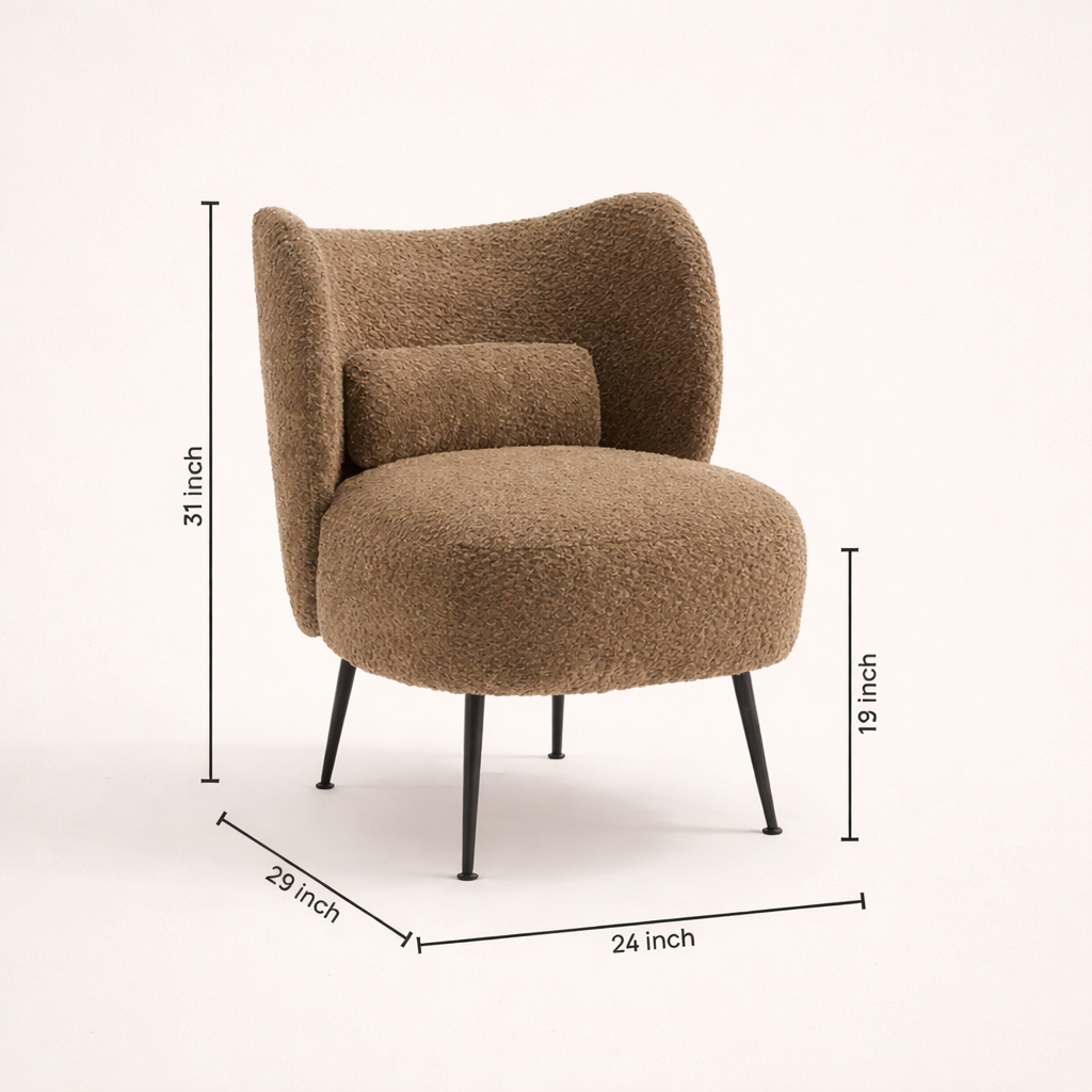 Collin Accent Chair Brown | Wooden Frame Accent Chair Brown