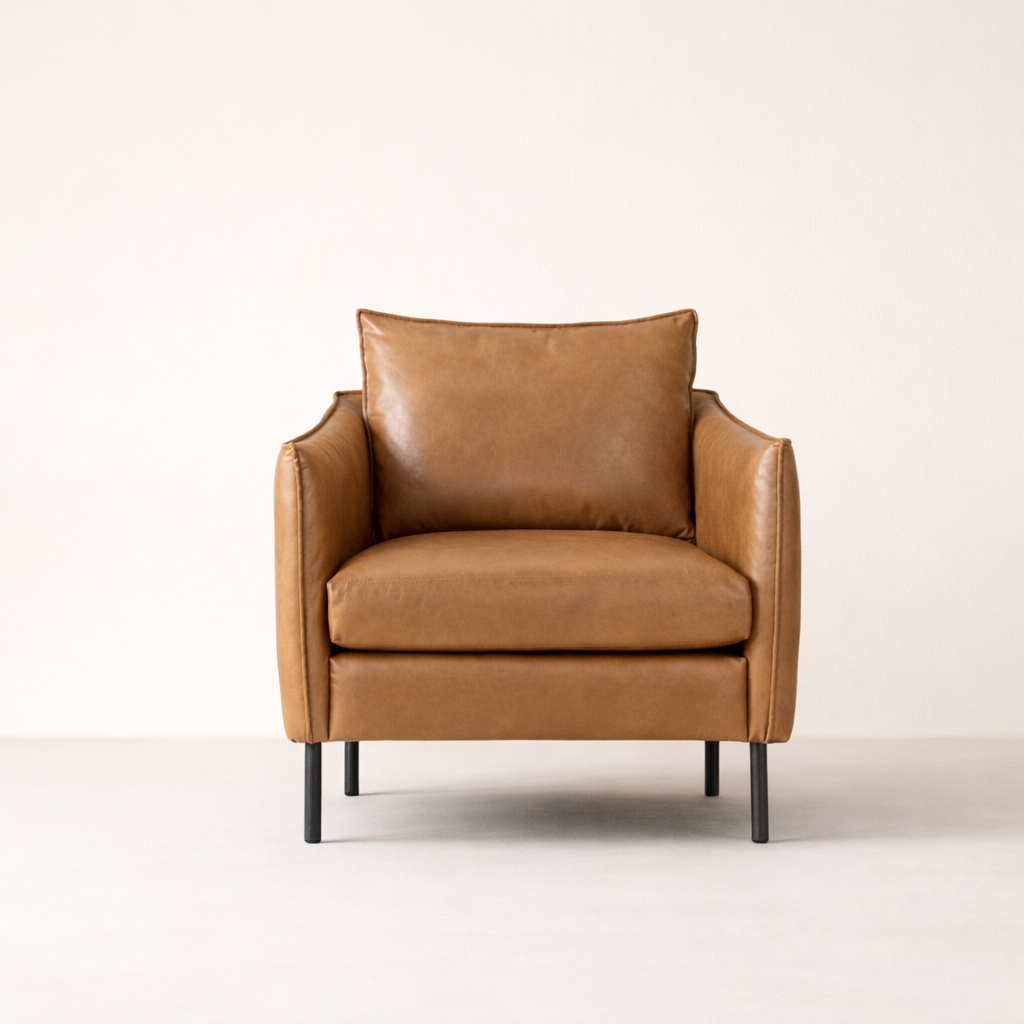 Lucas Accent Chair Tan | Mid Century Accent Chair Tan Brown