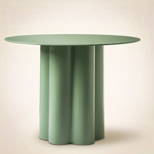 Olive Crest Iron Round Table – Modern Green Pedestal Side Table