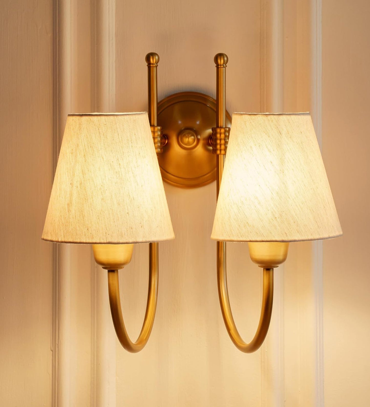 Double Hockey Wall Lamp with Off White Shade