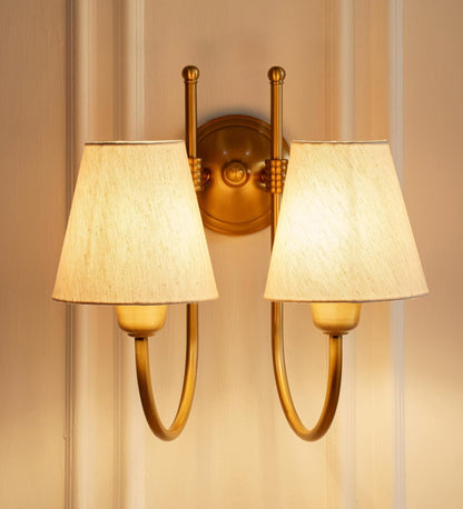 Double Hockey Wall Lamp with Off White Shade