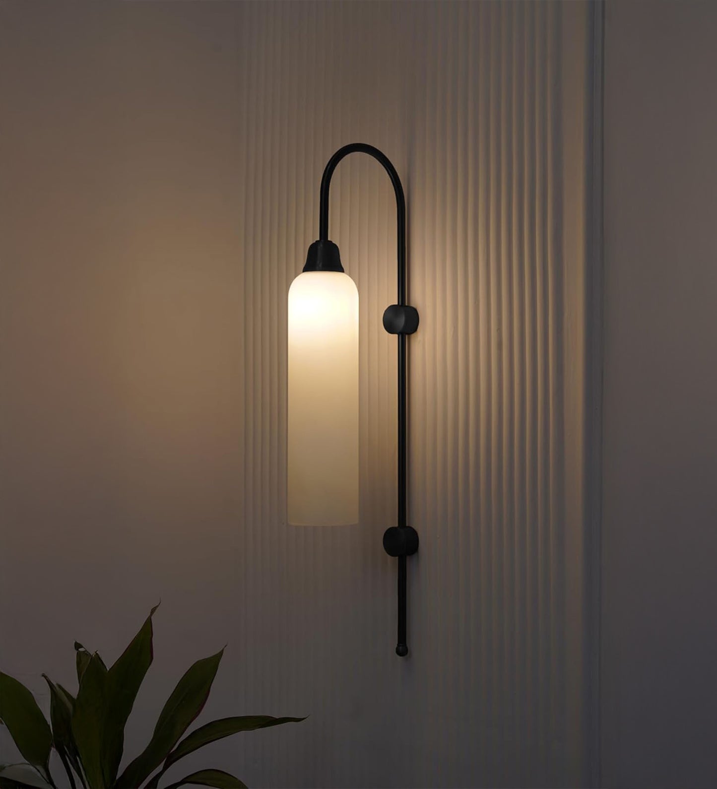 Modern Wall Lamp Black with Frosted White Glass