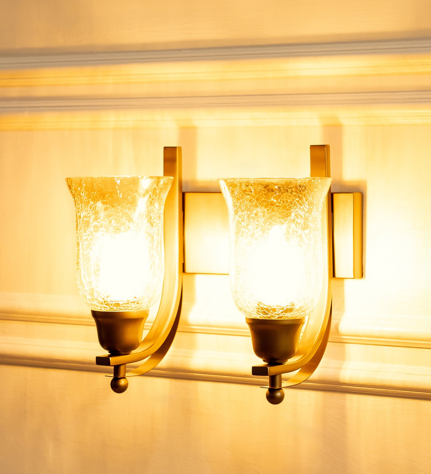 Double J Wall Lamp with Crackled Chimney Glass