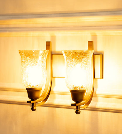 Double J Wall Lamp with Crackled Chimney Glass