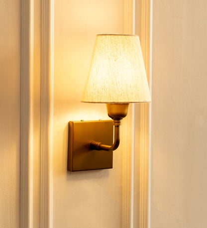 Elbow Wall Lamp with Off White Fabric Shade