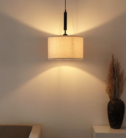 Black Fabric Pendant with 14" Off White Shade