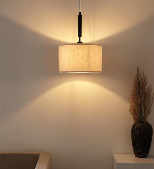Black Fabric Pendant with 14" Off White Shade