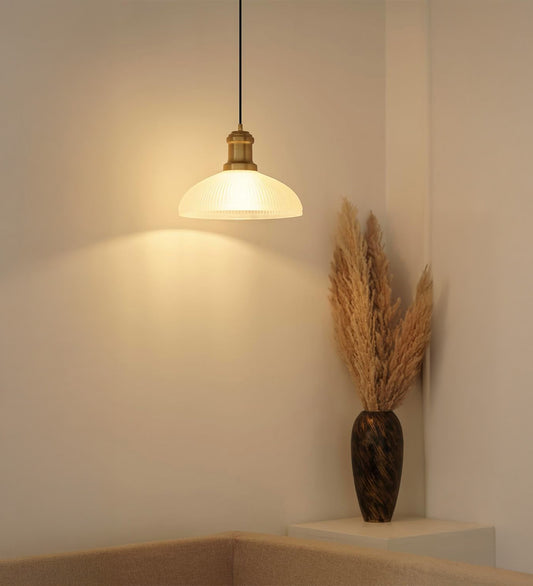 Ribbed Frosted Glass Pendant