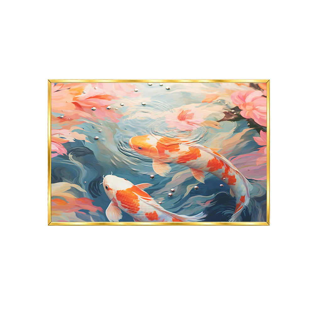 Abstract Koi Fish Wall Painting | Canvas Wall Art for Living Room, Bedroom & Office
