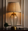 Diamond-Cut Glass Table Lamp, Antique Brass (23