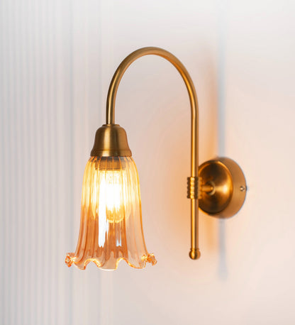 Hockey Wall Lamp with Fluted Flower Glass