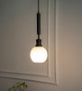 Black Globe Pendant with Frosted White Glass