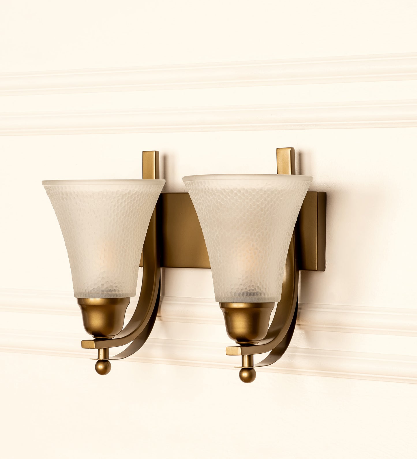 Double J Wall Lamp with Frosted Hammered Glass