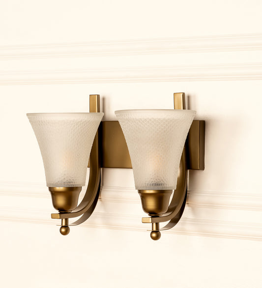 Double J Wall Lamp with Frosted Hammered Glass