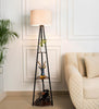 3 Shelf Floor Lamp Black with 14