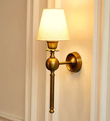Ball Wall Lamp with Off White Fabric Shade