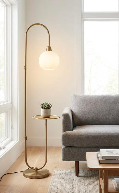 Modern Shelf Floor Lamp with Frosted Globe