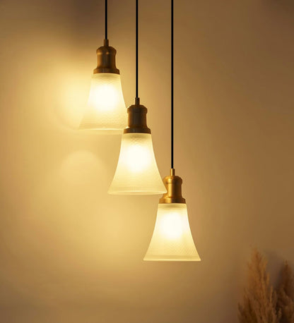 Triple Pendant with Frosted Hammered Glass